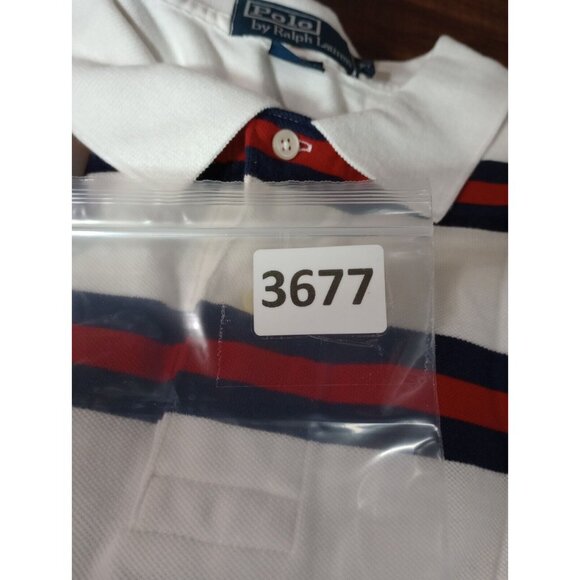 Vintage Ralph Lauren Polo Shirt Mens XL White Red Blue Striped Pony - Picture 9 of 9